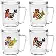 Funky Chickens 18 oz Insulated Coffee Mug, Clear (Set of (4 designs))