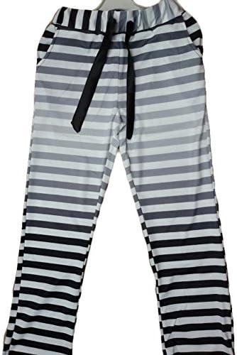 Wind Girl Comfortable Stripes Jogging Sports Belt Casual Pants Flared Trousers (Small, White)