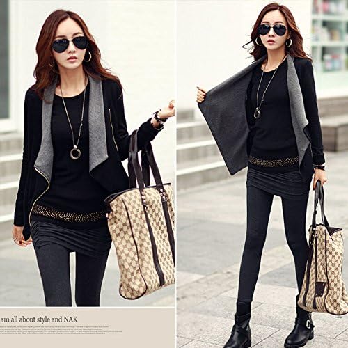 Jacket Womens Slim Blazer Black Fit Outwear Zipper Fashion Casual Coat Outwear (Black, M)