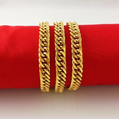 Mens 24K Yellow Gold Filled Necklace Double Solid Curb Link Chain 60cm/10mm/8mm/6mm/ (60cm x 10mm)
