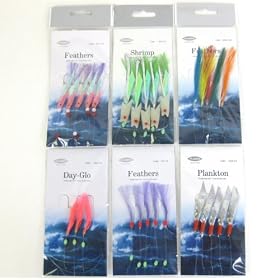 FLADEN Leurres de p�che en mer. S�lection Plumes, Day-Glo, Plancton, Crevettes - id�al pour la p�che aux maquereaux et autres poissons de mer