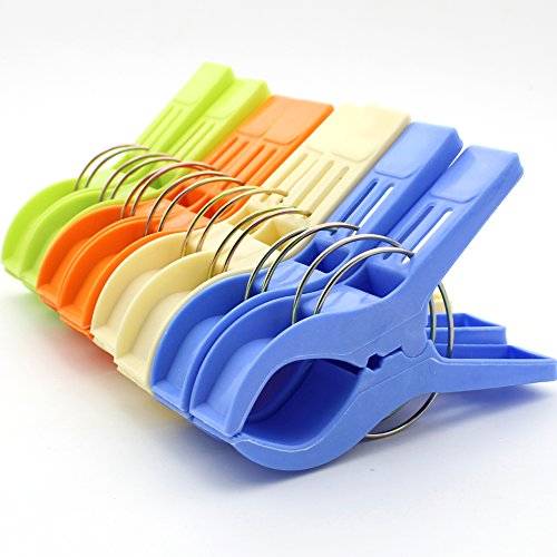 Set of 8 Beach Bath Towel Clips in 4 Pastel Colors for Beach