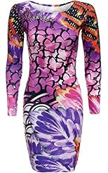 General Print Long Sleeves Feathers Elastane/Polyester Bodycon Dress/Party Dress 