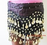 Kids black belly dance skirt with gold coins