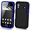 Supergets H�lle f�r Samsung Galaxy Ace S5830 2-Teilige H�lle in Blau Silikon und Polycarbonat Doppelabsicherung / Kombo Harte Und Weich Schutzh�lle / Silikonh�lle Tasche Etui Schale Case, Plus Mit Displayschutzfolie und Reinigungstuch