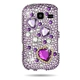 Hard Snap on case With PURPLE HEART RHINESTONES Bling Bling Full Diamonds D ....