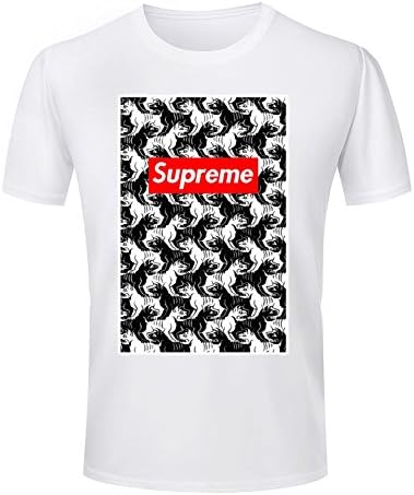 Customized Poly Cotton Comfortable Supreme Pugs Men's T-Shirt Crew Neck White
