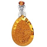 Sajen Sterling Silver Champagne Quartz and Lemon Drusy Pendant
