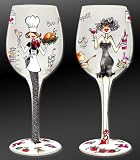 Bottom's Up 15-Ounce Bon Appetit Handpainted Wine Glass