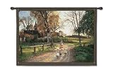Tapestry: Goose Girl Lg Blk B Fine Art Tapestry with Hanging Rod,76 x 53