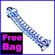 Pyrex Glass Dildo Blue Helix 7 1/2" Cock