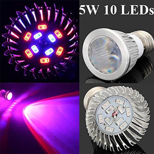 OAGTECH 5W E27 6 Red 4 Blue Convex Mirror Grow LED Bulb Greenhouse Plant Seedling Growth Light