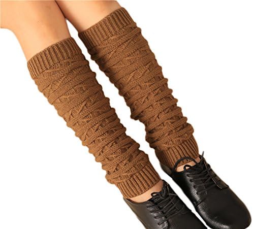 Tirain Winter Knitted Leg Warmers Knee High Leg Socks Legging (Brown)