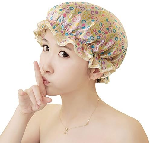 Yeartar Women's Bath Shower Cap Double Thick Waterproof Anti-smoke (free size, color 4)