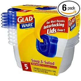 Gladware Soup&Salad Food Storage Containers, 5-Count Packages (Pack of 6)