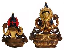 Tibetan Avalokiteshvara Handmade Buddha Statue, 4 Inches