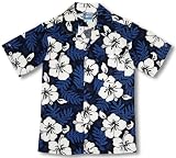 White Hibiscus Fern Boy's Hawaiian Aloha Shirt