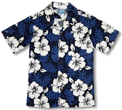 Buy White Hibiscus Fern Boy’s Hawaiian Aloha Shirt