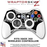 Chrome Skull on Black Skin by WraptorSkinz TM fits XBOX 360 Wireless Controller (CONTROLLER NOT INCL
