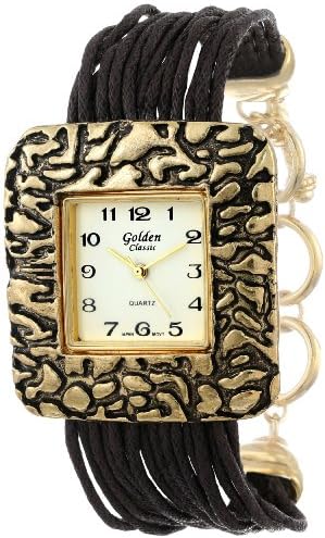 Golden Classic Women's 9109_G_BRN Dessert Mirage Thick Metal Bezel Watch