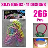 New 264 Shapes Glow in Dark Silly Bandz - (22 Packs of 12 Bands) Including Abc, Animal, Baseball, Christmas, Cowboy, Fruits and Vegitables, Princess, Sea Animals, Stars & Moons, Sports, Vampires Shapes Silly Bandz + Flexible Bendable Pencil + 3 Colors Silicon Wrist Band