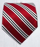 100% Silk Woven Red Striped Tie