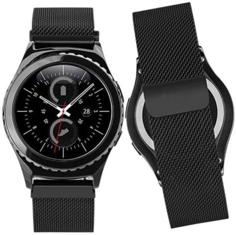 Samsung Gear S2 Classic Wrist Band, ESK Collection Fation Milanese Loop Stainless Steel Mesh Bracelet Replacement Band Strap with Unique Magnet Lock for Samsung Gear S2 Classic Smart Watch (Black)