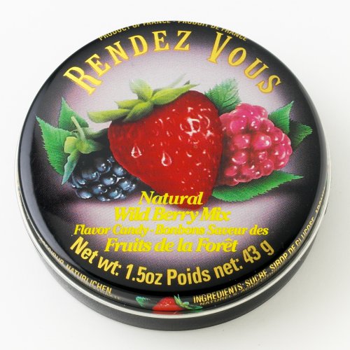 Rendez Vous Wild Berry Mix All Natural Hard Candy, 1.5-Ounce. Round Tins (Pack of 24) by Rendez Vous