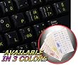 ITALIAN KEYBOARD STICKERS WITH YELLOW LETTERING ON TRANSPARENT BACKGROUND