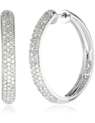 14k Gold Round-Cut Pave Diamond Hoop Earrings (3/4 cttw, H-I Color, I1-I2 Clarity)