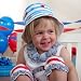 Mud Pie Boathouse Baby Blue Striped Cotton Sun Hat, Crab, 0 - 12 Months