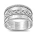 Braided Bali Wide Band .925 Sterling Silver Ring Sizes 6-12