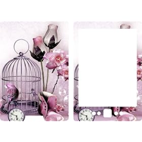 New Kindle 4 Ebook Skin Cover Vinyl Sticker Bird Cage Flowers 2011 KIN58