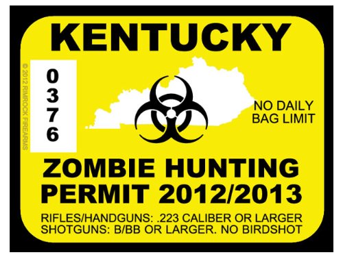 Kentucky Zombie Hunting Permit 2012 (Bumper Sticker)
