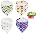 BabyDew Bandana Bibs, 4 Pack Cute Unisex Bib with Snaps - Best for Babies Drooling, Teething and Feeding . 100% Organic Cotton & Waterproof Fleece. Perfect Baby Shower Gift for Boys & Girls (7 oz)