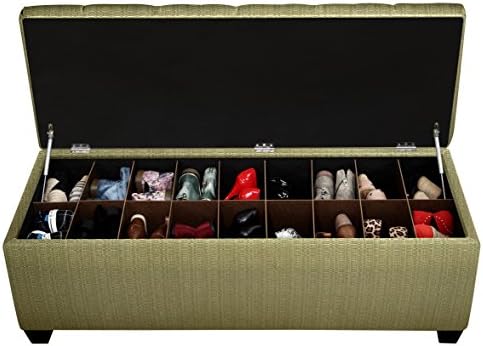 MJL Furniture Designs The Sole Secret Candice Ivy Diamond Tufted Shoe Storage Bench, Large