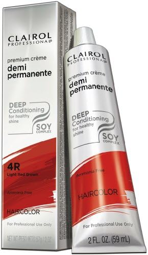 Clairol Premium Crème Demi Permanent Hair Color - #4R Light Red Brown 2 oz. (Pack of 6)