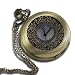 Vintage Style Antique Pocket Watch with 31" Chain in Antique Bronze Gold Finish (Free Replacement Lithium Battery Included)
