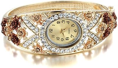 Anmao Jewelry/Crystal with Epoxy Bracelet Watch 24k Gold Filled B0011Brown