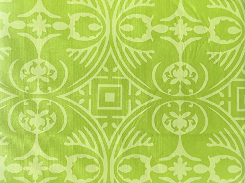 High Quality Vinyl Felt Backed Tablecloth, Thicker, Last Longer, Stain Resistant for Indoor and Outdoor - Lime Green Medaillon Theme (60 X 84)