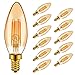 Emotionlite Dimmable E12 Chandelier Light Bulbs, LED Candelabra Bulbs, 2200K Amber, 40W Equivalent Bulb for Ceiling Fan, 4W, 300LM, E12 Base, 12 Pack, UL Listed