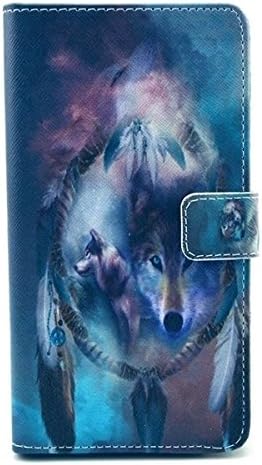 Unique Cartoon Wolf Shockproof Wallet Type Soft TPU Flip Kickstand Case Cover with Screen Protector and Stylus (Wolf)iPhone5