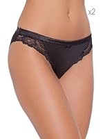 Selene Pack x 2 Braguitas Marina Encaje y Raso (Negro)