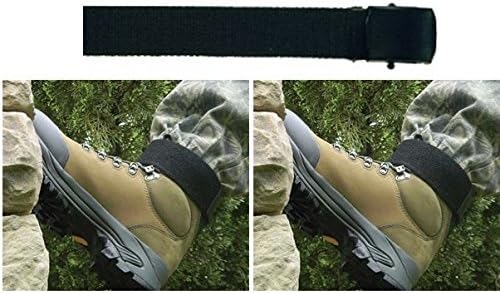 TickGuard 2"x17" Straps Starter Package 1 (Black) One Size Fits All! - Includes; 1 Pair of Elastic Velcro leg straps and 1 Fabric Belt