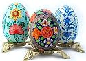 Hand Painted Indian Kashmir Collectible Eggs - Set of 3