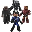 Iron Man 2 Movie Exclusive Minimates Mini Figure 4Pack Boxset Race Track Tony Stark, Nick Fury, Battle Damaged Mark VI Iron Man & Battle Damaged War Machine