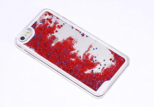 iPhone 6/6S Glitter Case, Shelltech® Cute Sparkly Dynamic Liquid Glitter Sand Quicksand Bling Bling [Star] Transparent Crystal Clear Hard PC Case Cover for iPhone 6/6S 4.7 inch (Star- Red)