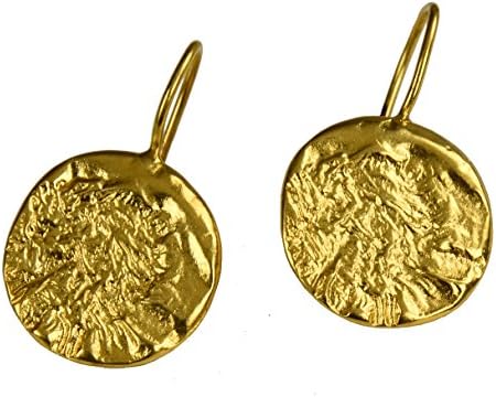 Junam Women's 18k Gold Plated Circle Earrings Short Dangling - 100% Handmade