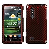 Racing Fiber/Red (2D Silver) Phone Protector Cover for LG P925 (Thrill 4G)
