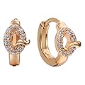 Snowman Lee The Princess And Lovely Cute Style Gemstone 18k Rose Gold Plated Hoop Earrings